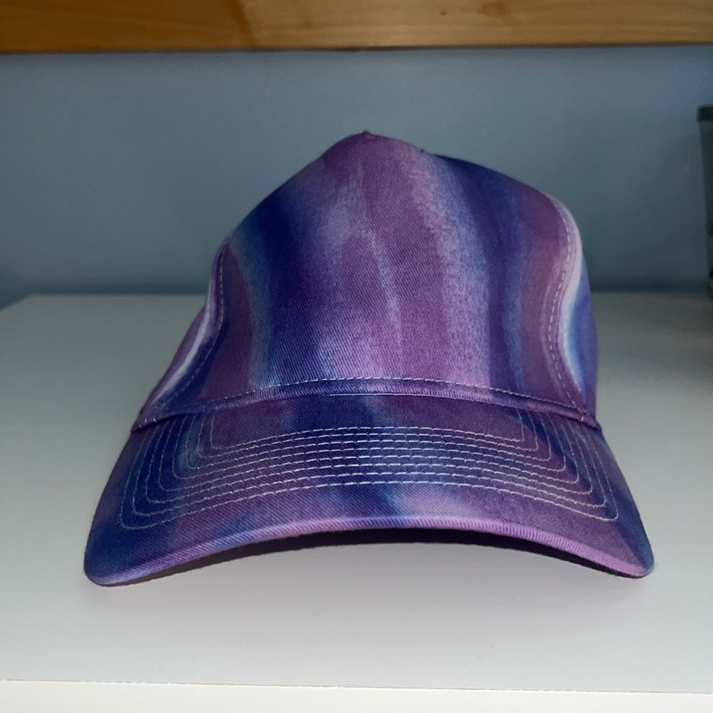 Purple and blue tie dye cap.